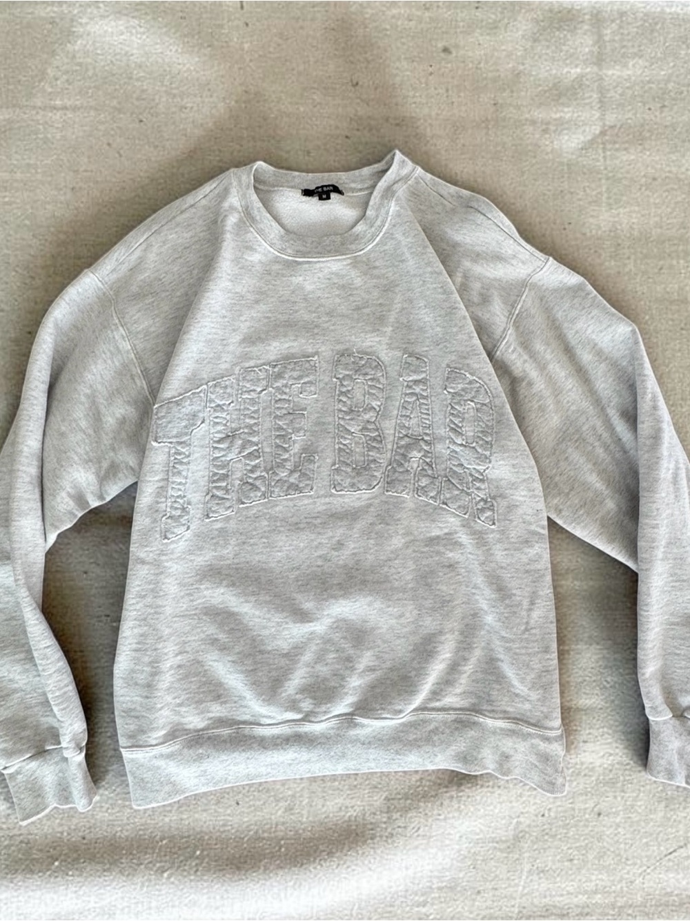The Bar Light Heather Gray Crewneck Sweatshirt with Raised Logo